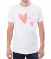 Biały T-shirt męski dla niego ze wzorem serc