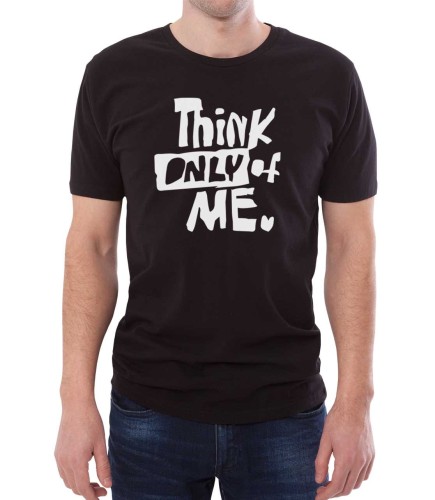 Czarna koszulka męska z napisem Think only of me