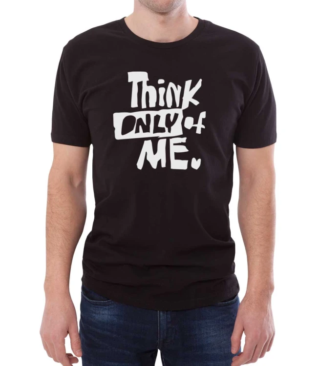 Czarna koszulka męska z napisem Think only of me