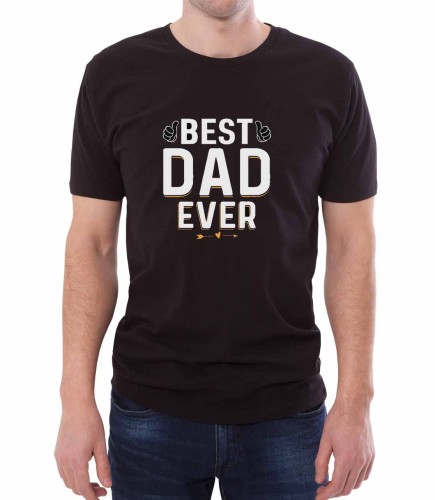 Czarny T-shirt męski z napisem Best dad ever.