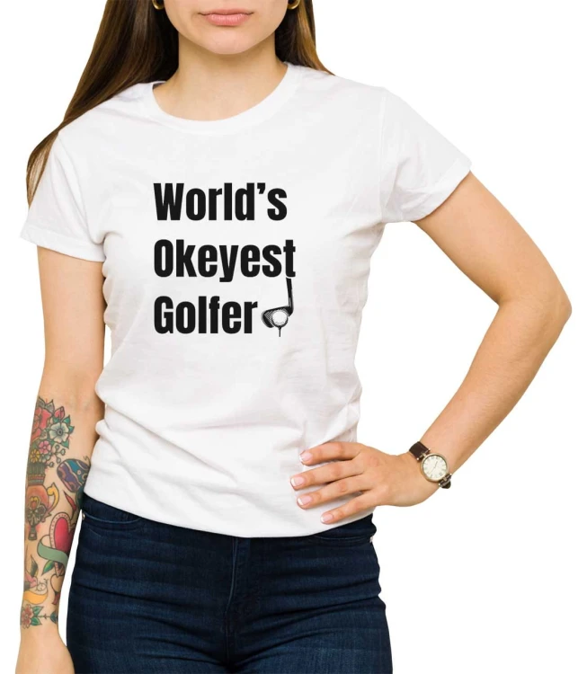 Biały T-shirt damski najlepszy golfiarz