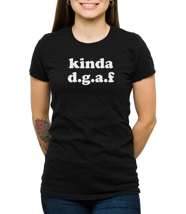 Czarny T-shirt damski ze skrótem don't give a f*ck