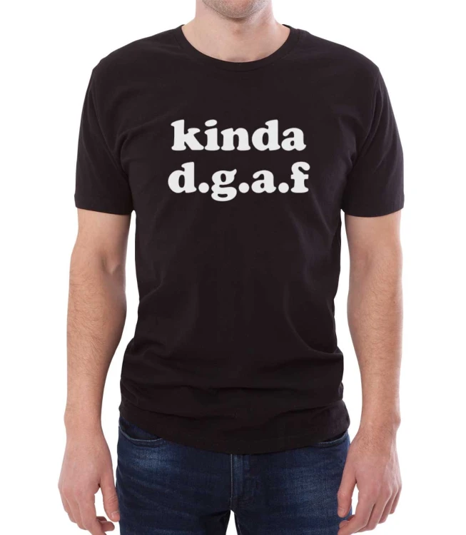 Czarny T-shirt dla niego z napisem akronimem don't give a f*ck