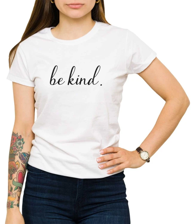 Biała koszulka damska be kind