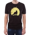 Czarny męski T-shirt z księżycem i lisem