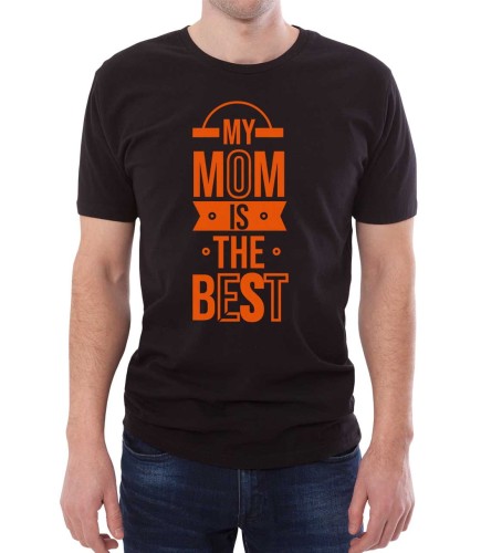Czarny męski T-shirt z napisem my mom is the best