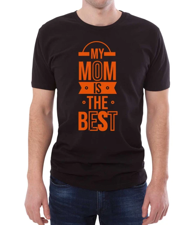 Czarny męski T-shirt z napisem my mom is the best