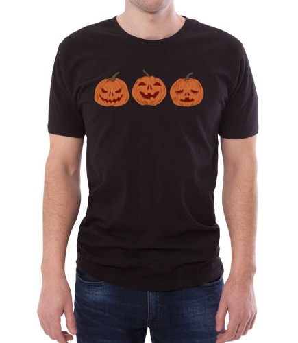 Czarna koszulka męska dynie na halloween
