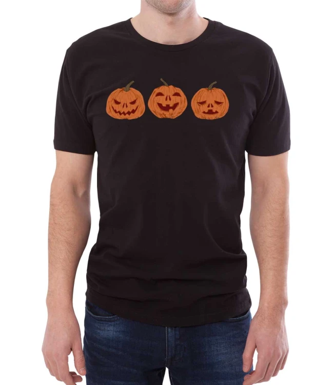 Czarna koszulka męska dynie na halloween