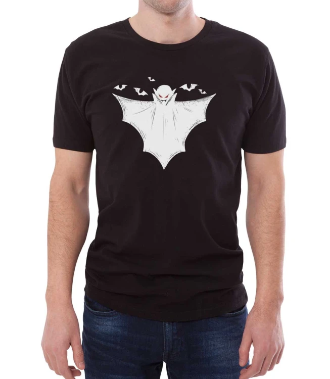 Czarny T-shirt męski z nietoperzem