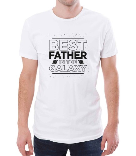 Biała koszulka męska best father in the galaxy