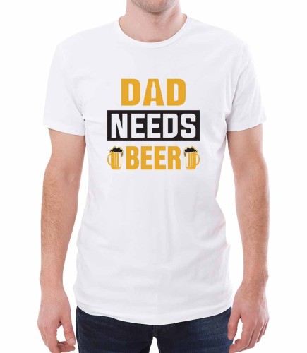 Biały T-shirt dla taty, który potrzebuje napić się piwa.