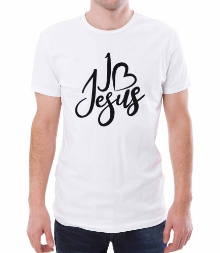 Męska biała koszulka I love Jesus