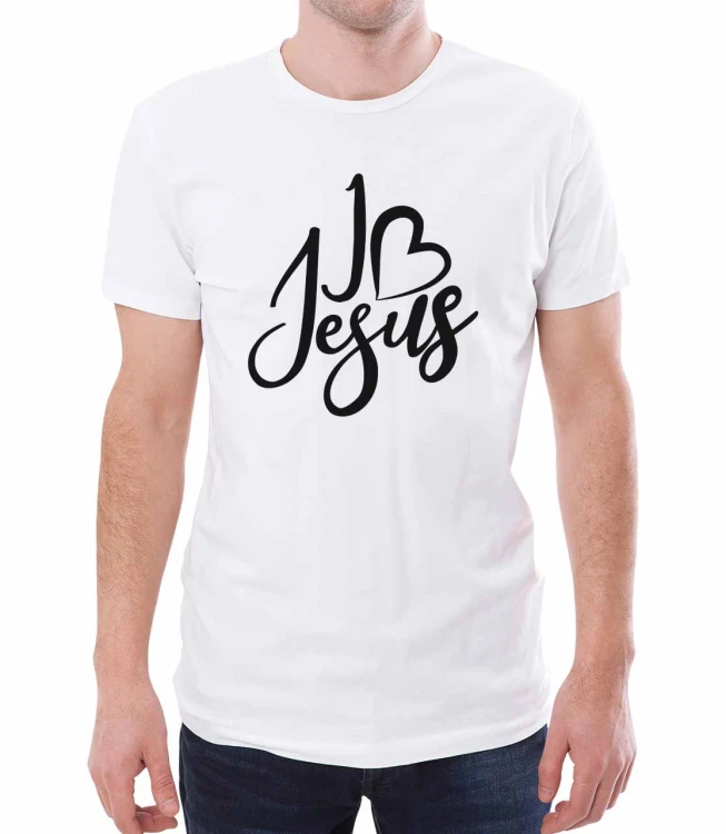 Męska biała koszulka I love Jesus