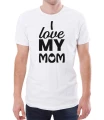 Męska biała koszulka z napise mI love my mom.