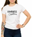 Biały T-shirt damski z nadrukiem życzliwość się liczy