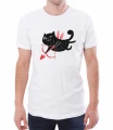 Biały T-shirt męski dla niego z kotem amorem trzymającym strzałę miłości i strzelającym z łuku