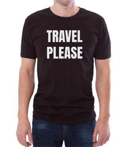 Czarna męska koszulka travel please