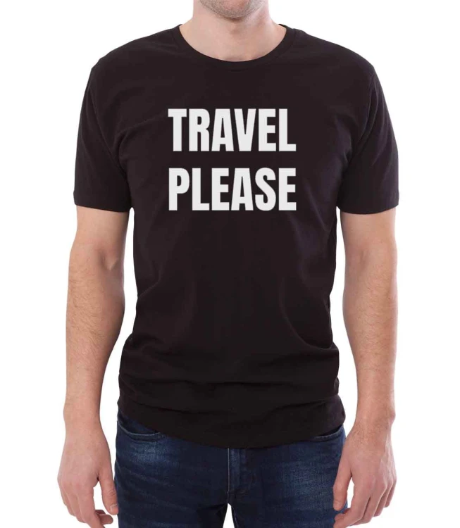 Czarna męska koszulka travel please