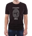 Czarny T-shirt z motorem i odciskiem palca