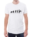 Biały męski T-shirt rozwój motocyklisty