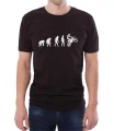 Czarny T-shirt męski z ewolucją od małpy do motocyklisty