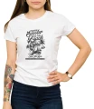 Biały T-shirt dla niej ze skuterem i palmami