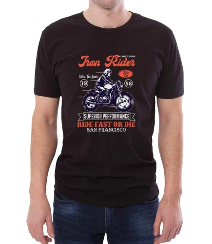 Czarna koszulka męska iron rider