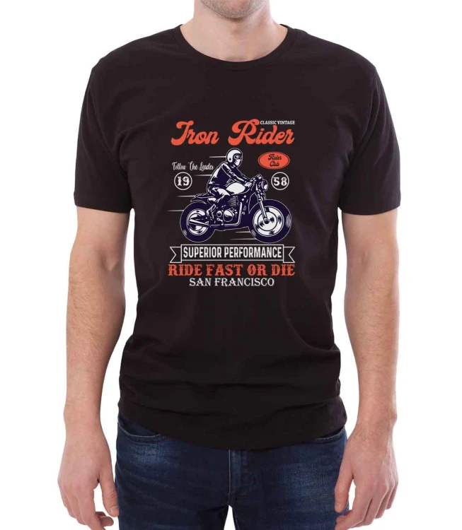 Czarna koszulka męska iron rider