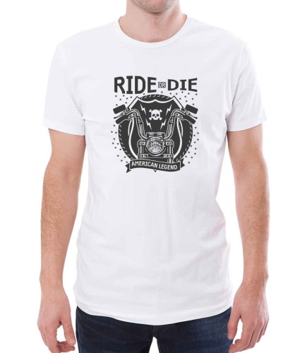 Biała męska koszulka ride or die