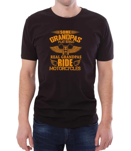 Czarna koszulka dla dziadka motocyklisty