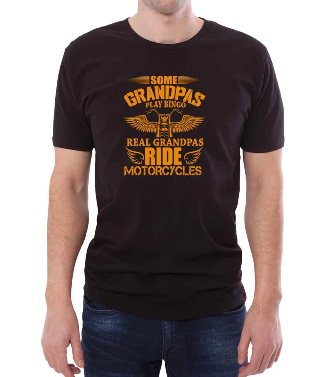 Czarna koszulka dla dziadka motocyklisty