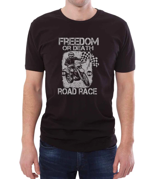 Czarny T-shirt męski z hasłem freedom or death