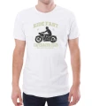 Biały męski T-shirt z motocyklem caferacer