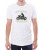 Biały męski T-shirt z motocyklem caferacer