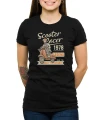 Czarny T-shirt dla kobiety ze skuterem