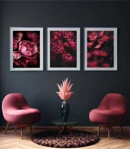 Zestaw plakatów dark red flowers