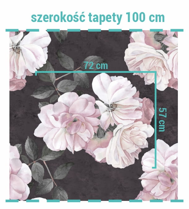 Wielkość wzoru na tapecie kwiaty róży