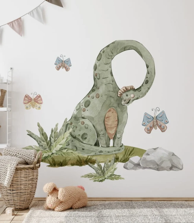 Naklejka z zielonym dinozaurem brachiozaurem idealna do pokoju dziecka
