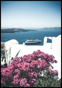 Plakat biała architektura Santorini