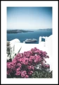 Plakat biała architektura Santorini, poster z białym marginesem dookoła