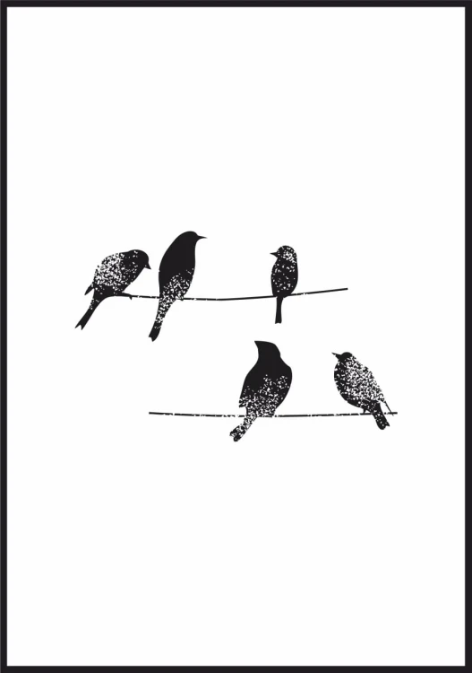 Plakat birds on wire - wizualizacja