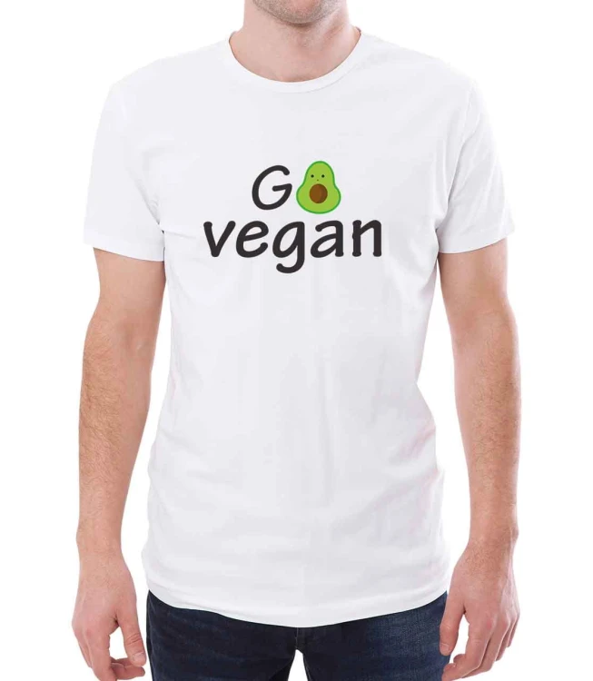 Biała koszulka męska z napisem go vegan