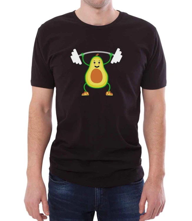 Czarny męski T-shirt z nadrukiem awokado