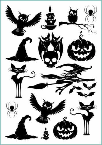 Zabawne tatuaże zmywalne ze wzorami na imprezę Halloween - dynią, czarownicą, czarnym kotem i sową