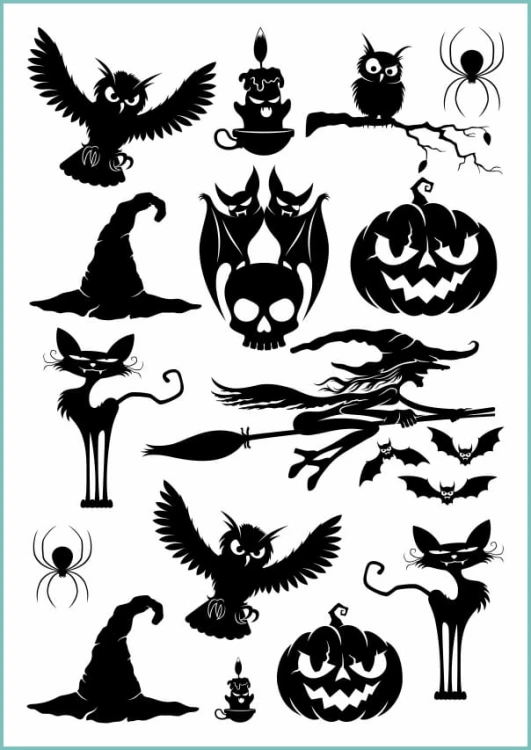 Zabawne tatuaże zmywalne ze wzorami na imprezę Halloween - dynią, czarownicą, czarnym kotem i sową