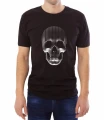Czarny T-shirt męski z rysunkiem czaszki wykonanej z linii