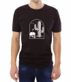 Czarny T-shirt dla niego ze wzorem kaktusa i czaszki w białym kolorze