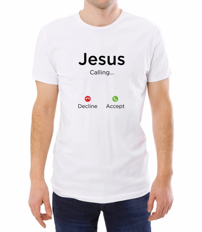 Biały męski T-shirt Jesus calling
