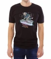 Czarny męski T-shirt z grającym szkieletem